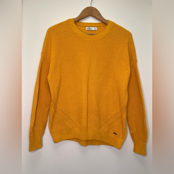 Hollister Sweaters - Hollister Mustard Yellow Chunky Knit Sweater Cozy Ribbed Crewneck Size S
